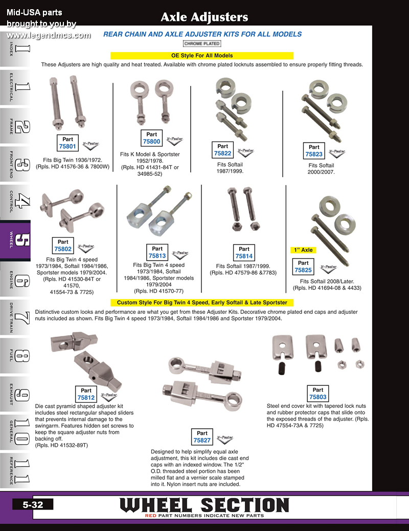 Discount Mid-USA Axles, Adjusters and Spacers for Harley ...