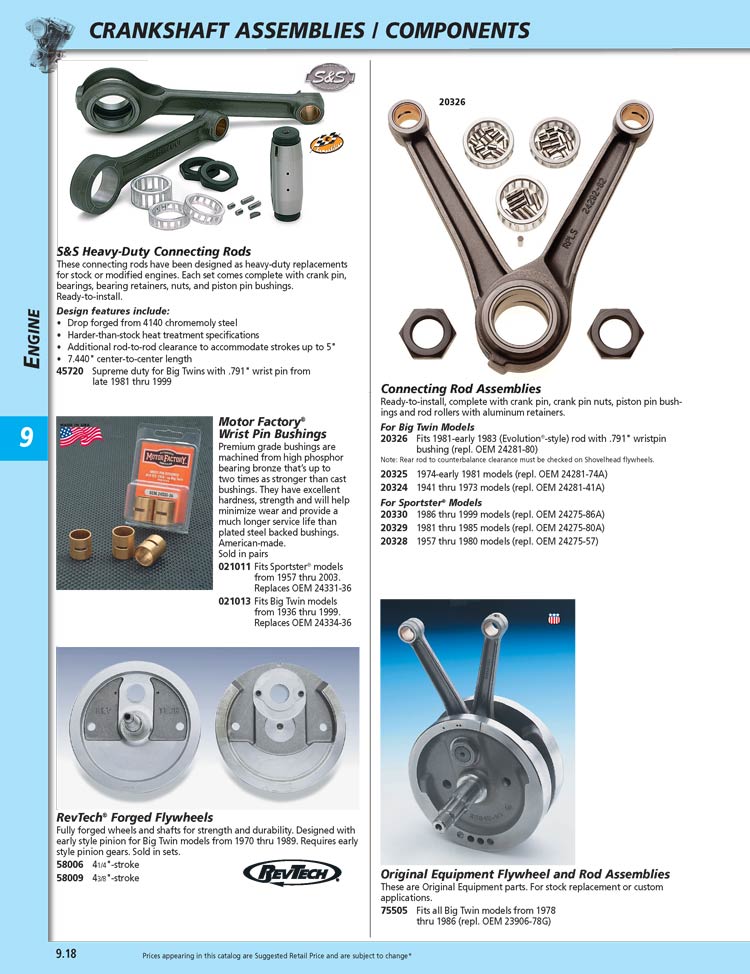 American Legend Motorcycles Flywheels and Rods