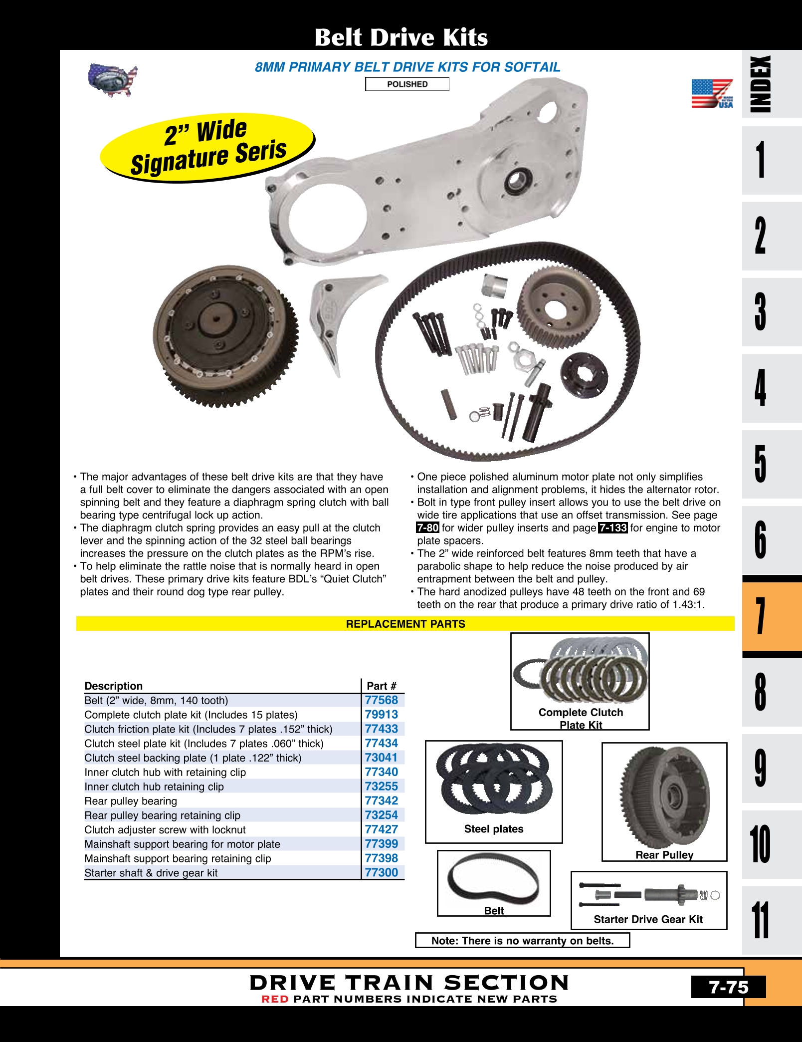 BDL EVBB-2SL 8mm Primary Belt Drive Lockup Clutch 94-06 Harley Softail 77023